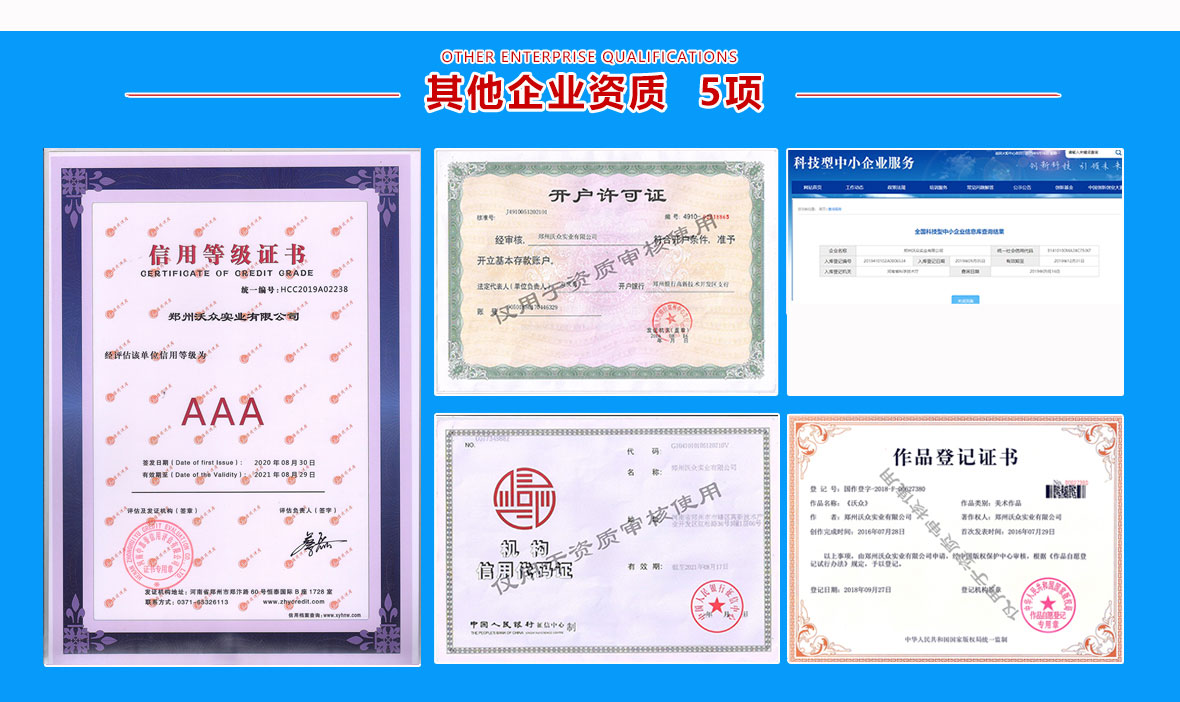 鄭州沃眾實業有限公司企業榮譽資質